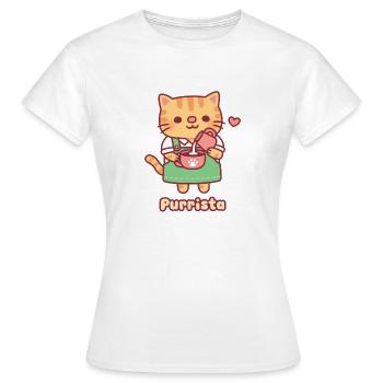 Chat roux mignon Barista Purrista - T-shirt Femme - blanc - Devant - AI Model Female 172 dark (172cm)