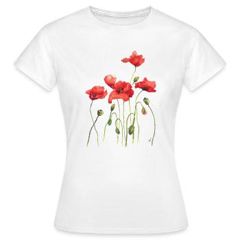 Coquelicots rouges - T-shirt Femme - blanc - Devant - AI Model Female 172 dark (172cm)