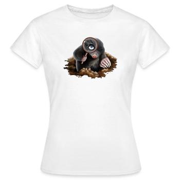 Curious Burrow Detective: Magnifying Mole - Women's T-Shirt - white - Front - AI Model Female 172 dark (172cm)