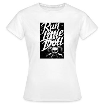 Run Little Doll – Imprimé effrayant - T-shirt Femme - blanc - Devant - AI Model Female 172 dark (172cm)