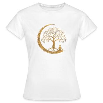 Golden Tree of Life Moon Meditation Spirituality - Women's T-Shirt - white - Front - AI Model Female 172 dark (172cm)