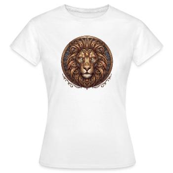 Steampunk Lion in Gear Circle - Women's T-Shirt - white - Front - AI Model Female 172 dark (172cm)