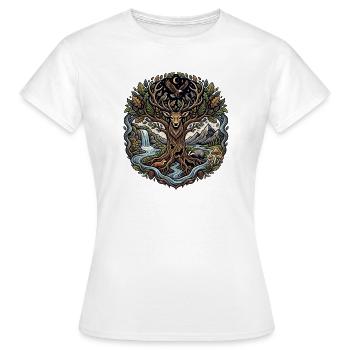 Moon Forest Deer with River Landscape - Women's T-Shirt - white - Front - AI Model Female 172 dark (172cm)