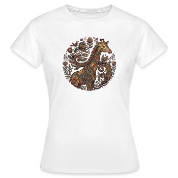 Girafe ornementale à motif floral - T-shirt Femme - blanc - Devant - AI Model Female 172 dark (172cm)