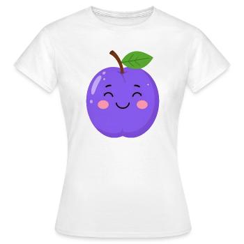 Prune de Kawaii bleu-violet – Motif de fruits sucrés - T-shirt Femme - blanc - Devant - AI Model Female 172 dark (172cm)