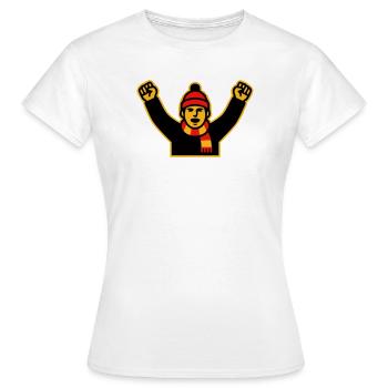 Cheering Soccer Fan Icon - Women's T-Shirt - white - Front - AI Model Female 172 dark (172cm)
