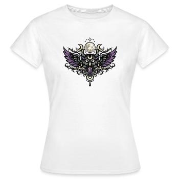 Moon Spirit Owl Emblem with Violet Crystal - Women's T-Shirt - white - Front - AI Model Female 172 dark (172cm)