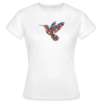 Colibri à motif floral - T-shirt Femme - blanc - Devant - AI Model Female 172 dark (172cm)