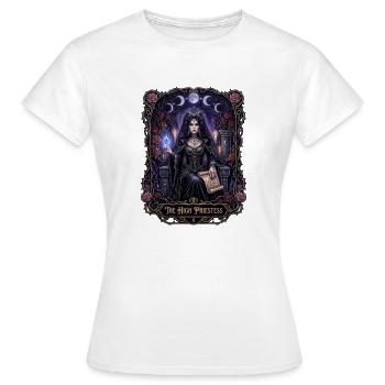 Gothic High Priestess Witchcore Tarot Card - Women's T-Shirt - white - Front - AI Model Female 172 dark (172cm)
