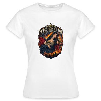 Woman on Fire Strength Gothic Vintage Style - Women's T-Shirt - white - Front - AI Model Female 172 dark (172cm)