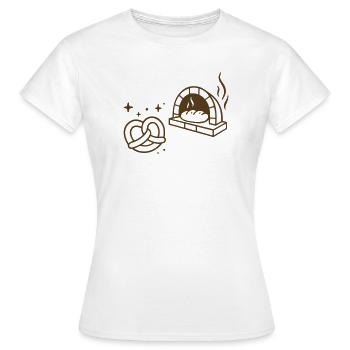 Symbole du boulanger - motif de bretzels et pain au four en pierre - T-shirt Femme - blanc - Devant - AI Model Female 172 dark (172cm)