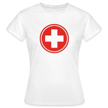 Red First Aid Cross Medical Emergency Healthcare - Women's T-Shirt - white - Front - AI Model Female 172 dark (172cm)