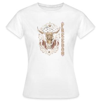Ornement de tête de taureau de la Liberté - T-shirt Femme - blanc - Devant - AI Model Female 172 dark (172cm)