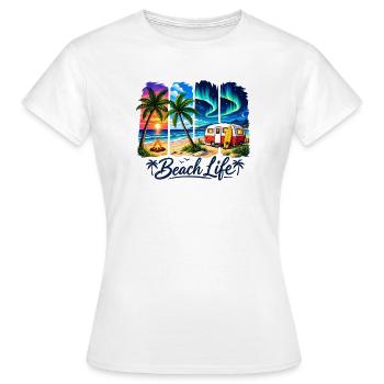 Beach Life: Sunset & Camper - Women's T-Shirt - white - Front - AI Model Female 172 dark (172cm)