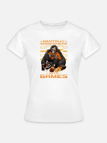 Skeleton Gamer Gaming Halloween - Frauen T-Shirt - Weiß