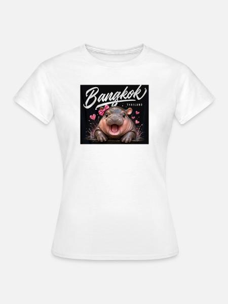 Bangkok Flusspferd mit Bogen - Frauen T-Shirt - Weiß