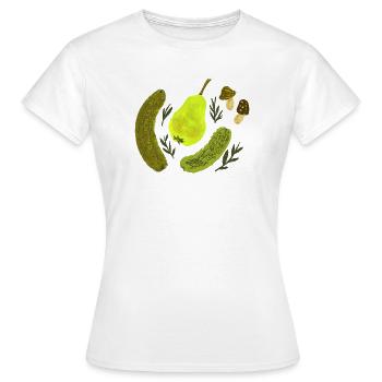 Garden Fruits Still Life Collage - Women's T-Shirt - white - Front - AI Model Female 172 dark (172cm)