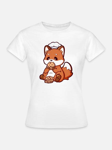 Kleiner Bäcker-Fuchs isst Kekse - Frauen T-Shirt - Weiß