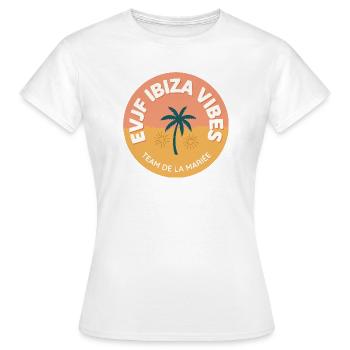 EVJF Ibiza Badge Team Mariée - T-shirt Femme - blanc - Devant - AI Model Female 172 dark (172cm)