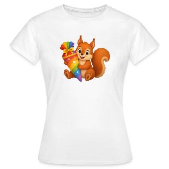 Un écureuil mignon avec un cône d’école coloré - T-shirt Femme - blanc - Devant - AI Model Female 172 dark (172cm)
