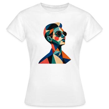 Portrait rétro – Couleurs géométriques - T-shirt Femme - blanc - Devant - AI Model Female 172 dark (172cm)