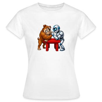 Robot nerveux de bras de fer de bouledogue - T-shirt Femme - blanc - Devant - AI Model Female 172 dark (172cm)