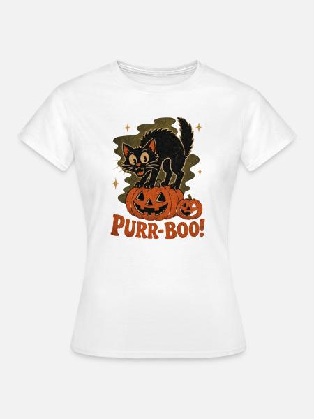 Purrr-BOO Halloween Katze - Frauen T-Shirt - Weiß