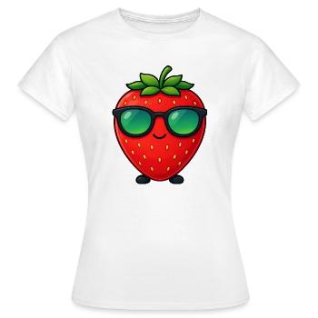 Kawaii Strawberry with Sunglasses Minimalism - Women's T-Shirt - white - Front - AI Model Female 172 dark (172cm)