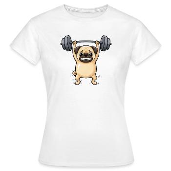 Pug Dog Fitness Halterofil Gymnase - T-shirt Femme - blanc - Devant - AI Model Female 172 dark (172cm)