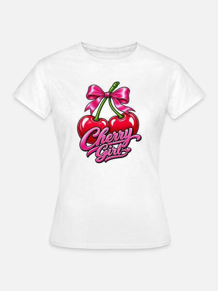 Cherry Girl Pop Art - Frauen T-Shirt - Weiß