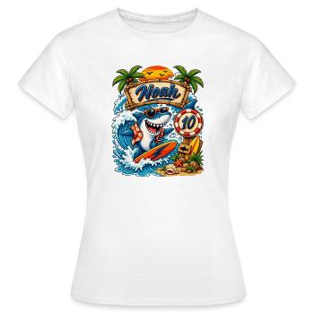 Noah Shark Surfer 10th Birthday - Women's T-Shirt - white - Front - AI Model Female 172 dark (172cm)