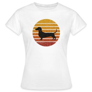 Dachshund Silhouette Vintage Sunset - Women's T-Shirt - white - Front - AI Model Female 172 dark (172cm)