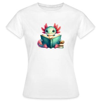 Un Axolotl comique lit un livre – Art de lecteur geek - T-shirt Femme - blanc - Devant - AI Model Female 172 dark (172cm)