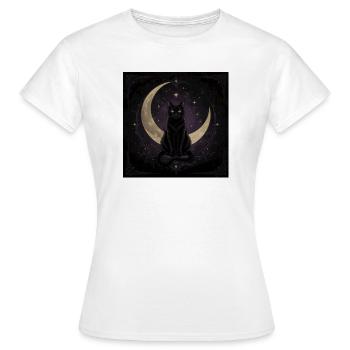 Chat noir gothique – Lune croissante - T-shirt Femme - blanc - Devant - AI Model Female 172 dark (172cm)