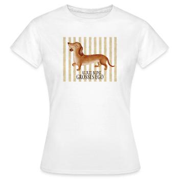 Kurze Beine, großes Ego – Lustiger Dackel - Frauen T-Shirt - Weiß - Vorne - AI Model Female 172 dark (172cm)