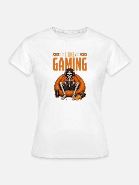 Skeleton Gamer Gaming Halloween - Frauen T-Shirt - Weiß