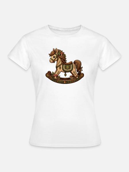 Märchenwald Pony auf Schaukelpferd - Frauen T-Shirt - Weiß