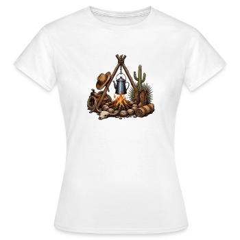 Desert Campfire Western Motif - Women's T-Shirt - white - Front - AI Model Female 172 dark (172cm)