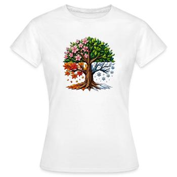 Four Seasons Tree Polygon - Women's T-Shirt - white - Front - AI Model Female 172 dark (172cm)