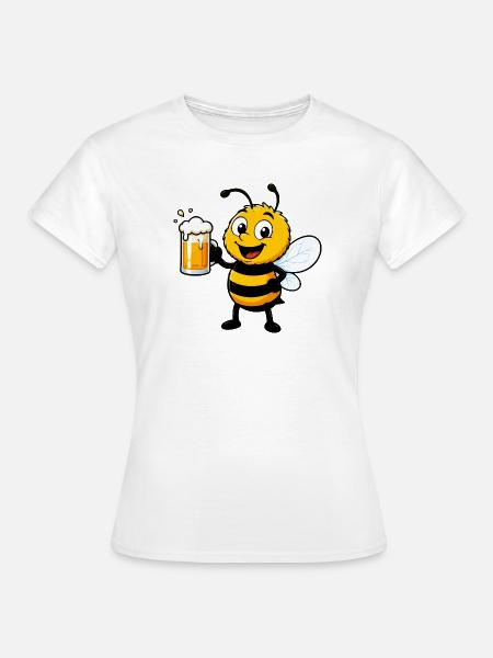 Fröhliche Bierbiene mit Krug - Frauen T-Shirt - Weiß