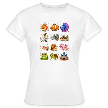 Aquarium de Kawaii | Animaux du monde sous-marin - T-shirt Femme - blanc - Devant - AI Model Female 172 dark (172cm)