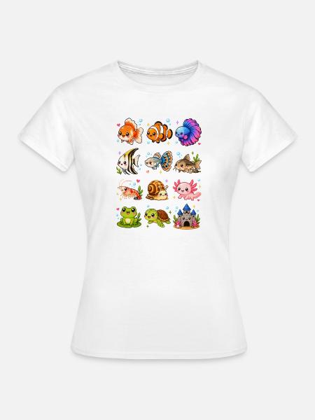 Kawaii Aquarium | Unterwasserwelt Tiere - Frauen T-Shirt - Weiß