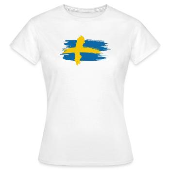 Sweden – Blue Yellow Map Brush Design - Women's T-Shirt - white - Front - AI Model Female 172 dark (172cm)