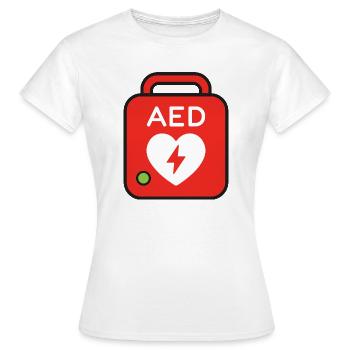 AED Defibrillator - Women's T-Shirt - white - Front - AI Model Female 172 dark (172cm)