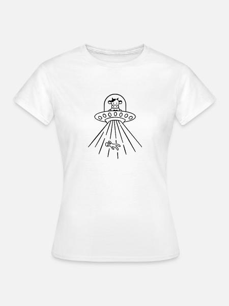 UFO Kuh Design - Frauen T-Shirt - Weiß