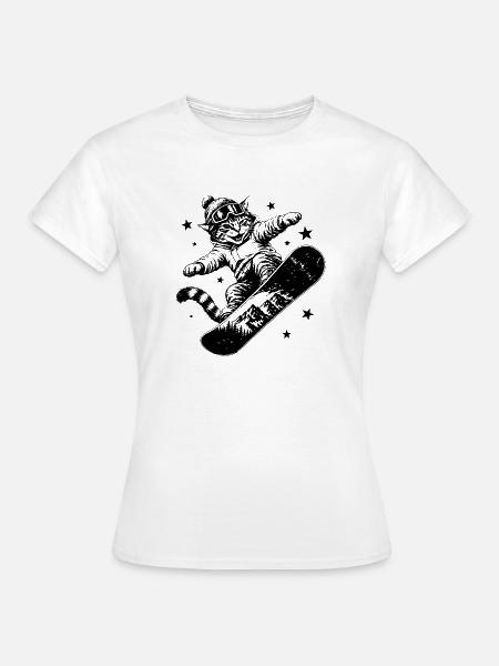 Lustige Skateboard-Katze Y2k Grunge-Vintage-Katze - Frauen T-Shirt - Weiß