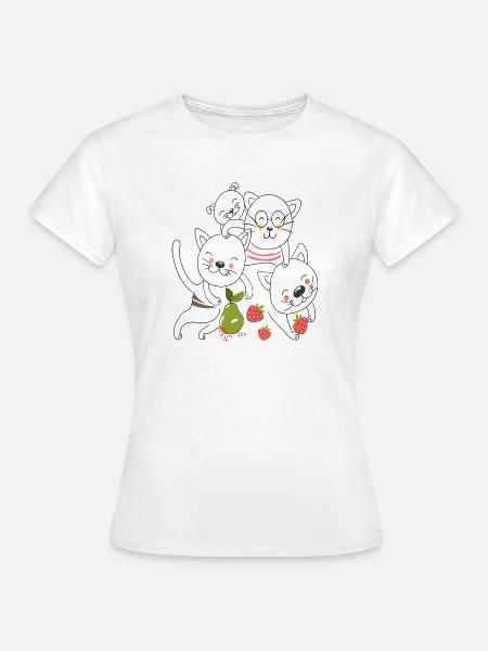  Katzen mit Obst - Frauen T-Shirt - Weiß