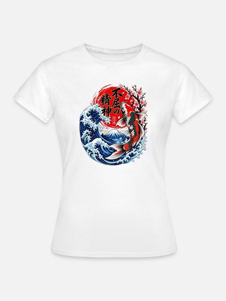 Koi Wellen Zen Motiv - Frauen T-Shirt - Weiß