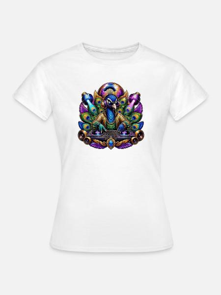 Pfau DJ-Set im Disco-Peacock - Frauen T-Shirt - Weiß