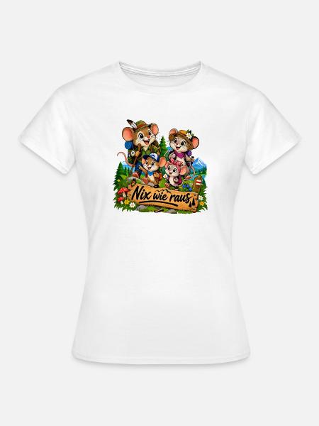 Mäusefamilie Outdoor - Frauen T-Shirt - Weiß